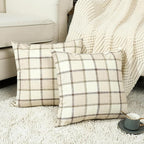 Stellhome Pack of 2 Faux Linen Buffalo Check Throw Pillow Covers, Farmhouse by Stellhome