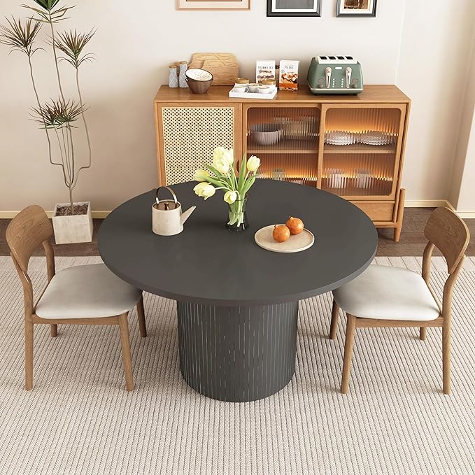 weselon Round Dining Table for 4, Modern Farmhouse Kitchen Table, 47 Inch Small - Image 3