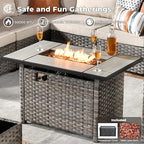 ovios 13 Pieces Patio Furniture Set, Outdoor Wicker Sectional Sofa - Image 7