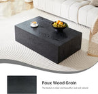 39.3'' Wood Coffee Table with Black Wood Grain, Rectangular Low Tables - Image 8