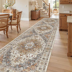 Madane Hallway Runner Rug 3x12 Washable Kitchen Runners 12ft, Turmeric/Grey | - Image 2
