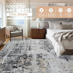 10x14 Area Rugs for Living Room Washable Dining Room Black Grey Gold | Modern - Image 2