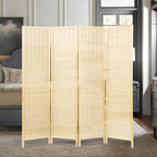 Roundhill Furniture Inkwell 4-Panel Bamboo Room Divider, Folding Portable - Image 2