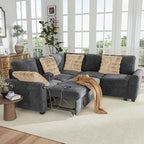 Hanherry Sectional Couch with Pull Out Sofa Bed, Chenille Sleeper Sofa with 2 by Hanherry