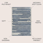 JONATHAN Y Khalil Modern Berber Stripe Cream/Navy Indoor Area Rug, Contemporary - Image 2