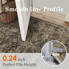 8x10 Brown Retro Floral Washable Area Rug - Image 8