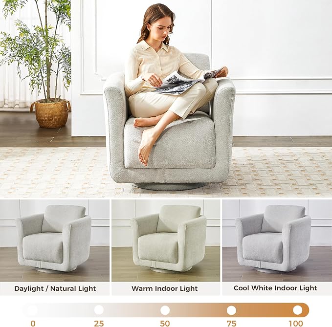 Swivel Accent Chair, 360° Barrel Swivel Lounge Seat - Image 6