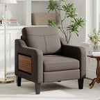 Accent Chair for Living Room Modern Linen Upholstered Armchair Side Wooden - Image 2
