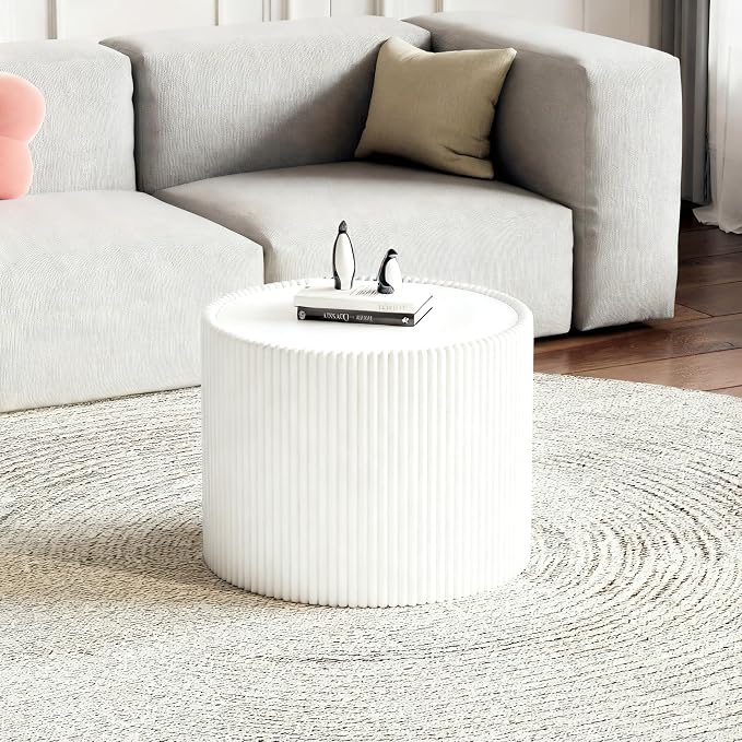 SSLine Round Drum Coffee Table Set of 2 Modern Sintered Stone Top Nesting - Image 5