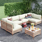 7-Piece Generous Patio Furniture Set, Wicker Outdoor Sectional Set by LYNSLIM