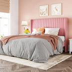 Allewie Full Size Velvet Bed Frame/Vertical Channel Tufted Wingback by Allewie