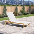 PURPLE LEAF Patio Chaise Lounge French Outdoor Lounger 1 Piece Wood-Grain by PURPLELEAF