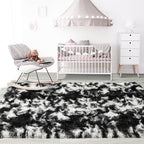 3x5 Tie-Dyed Black and White Fluffy Area Rug Non-Slip - Image 6