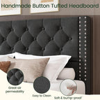 LARMACE Full Size Bed Frame Upholstered Platform Bed - Image 4