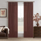 Rust Brown Linen Pleated Light Filtering Curtains by Twodrapes