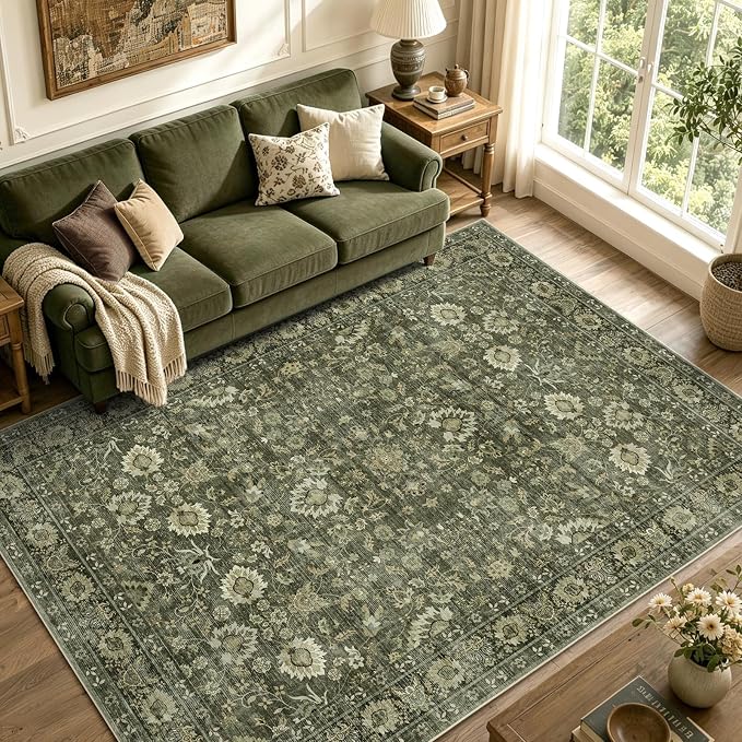 4x6 Ft Area Rugs for Living Room, Soft Non-Slip Machine Washable Rug, Vintage - Image 2