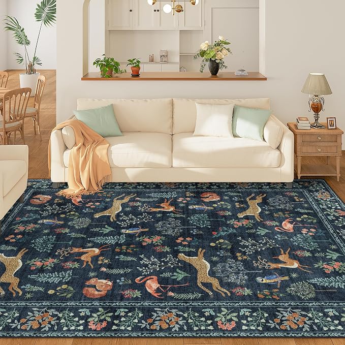 DUKINO 5x7 Area Rugs, Washable Animal Rug Living Room Non Slip, Soft Indoor - Image 3