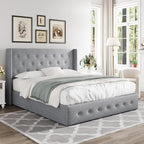 Allewie Queen Size Lift Up Storage Bed, Button Tufted Headboard - Image 8