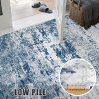 Round Area Rug Living Room: 6 ft Modern Washable Carpet Blue | - Image 6