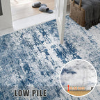 2x3 Washable Entryway Rug: Modern Abstract Indoor Soft Carpet Blue | - Image 7