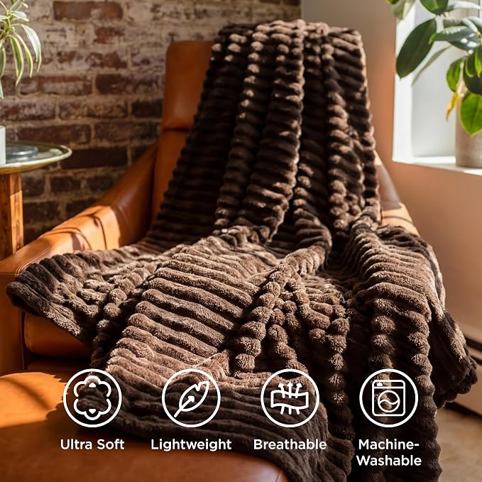 Bedsure Soft Throw Blanket for Couch Decor Gifts Chocolate Brown 50"x70" | - Image 5