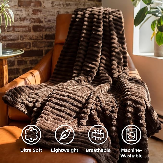 Bedsure Soft Twin Blanket for Bed Decor Gifts Chocolate Brown 60"x80" | - Image 5
