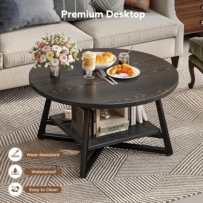 Coffee Table for Living Room, Round Coffee Table, Small Circle Coffee Table - Image 6