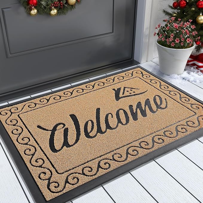 Yimobra Welcome Mat Outdoor Indoor, Waterproof Heavy Duty Front Door Mat by Yimobra