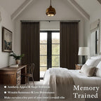 Dark Chocolate 100 Inch Linen Pleated Blackout Curtains - Image 4