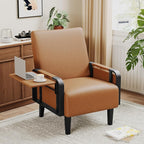 Andeworld Modern Brown Accent Chair, PU Leather Upholstered Armchair Side Chair by Andeworld