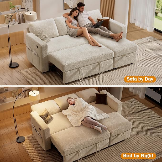 Sunny Heart 82" L Shaped Sectional Sleeper Sofa Bed - Image 6