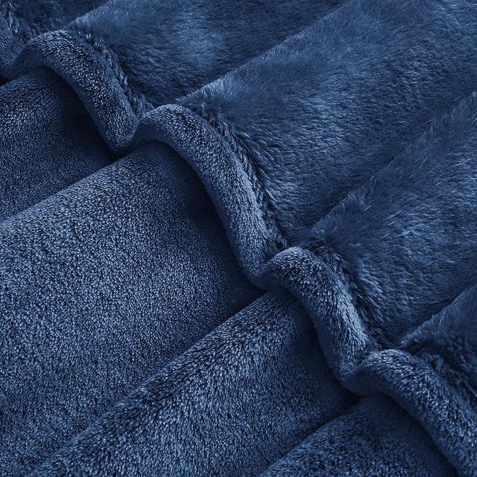 BEDELITE Fleece Blanket Soft Plush Oversized Bed Blanket Navy 120"x120" | Ultra - Image 4