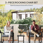 Outsunny 3 Pieces Rocking Wicker Outdoor Bistro Set, Rattan Patio Furniture Set - Image 3