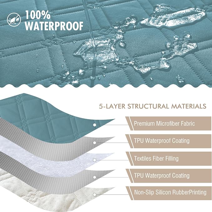 Genina Waterproof Couch Cover, Washable Anti-Slip 86.6 inch Sofa Covers - Image 5