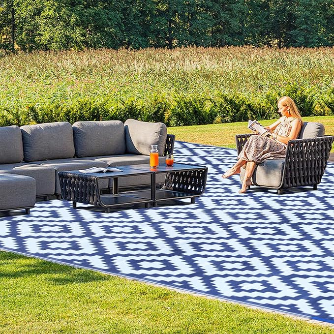 SAND MINE Reversible Mats, Plastic Straw Rug, Modern Area Rug, Large Floor Mat - Image 5