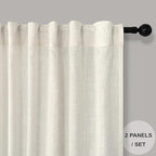 Pitalk Back Tab Linen Curtains 95 Inches Long 2 Panels Set - Image 2
