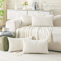 Set of 4 Cream White Decorative Throw Pillow Covers 12x20 Inch Corduroy Pillow by Cozoomy