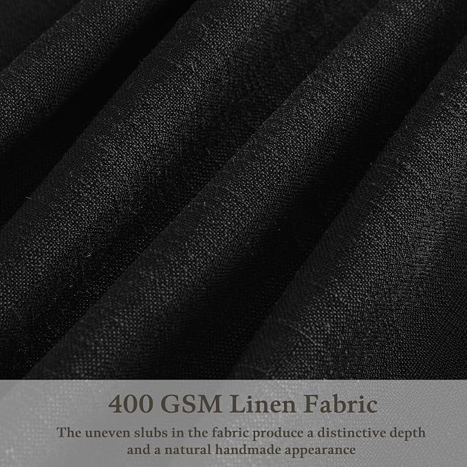 120 Inch Long Black Pinch Pleat Linen Light Filtering Curtains 50 Inch Wide | - Image 3