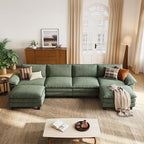 LINSY HOME 157" Modular U-Shaped Sectional Sofa, 4-Seat Corduroy Modern Cloud - Image 7