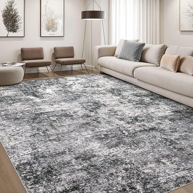 DMOYEST Area Rug Living Room Rugs 10x12 Washable Abstract Grey Carpet | Neutral by DMOYEST