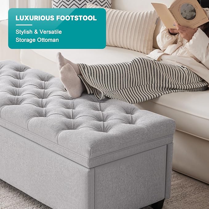 Mangodan 50" Storage Ottoman Bench, Tufted Ottoman - Image 5