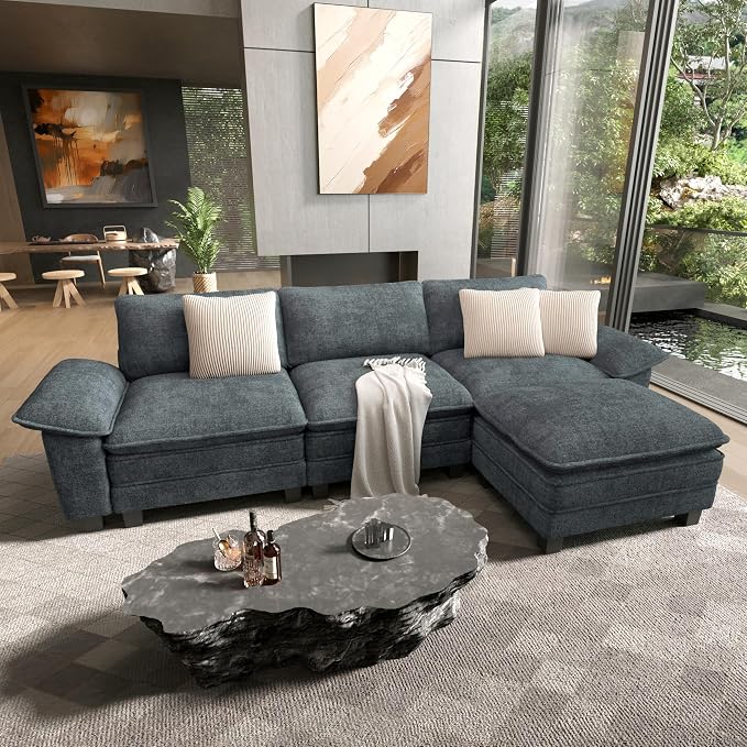 HERA'S HOUSE 124" Modular Sectional Sofa, Oversized L Shaped Couches by HERASHOUSE