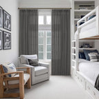 Dark Grey Pinch Pleat Linen Light Filtering Privacy Curtains 108 Inch Long | - Image 7