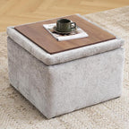Large Storage Ottoman, Chenille Ottoman Foot Stools, Ottoman Footstool - Image 3