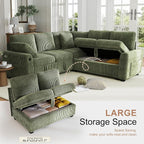Hanherry Sectional Couch with Pull Out Sofa Bed, Corduroy Sleeper Sofa with 2 - Image 5