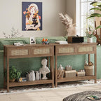Trironsun Farmhouse Rattan Console Table - Image 4