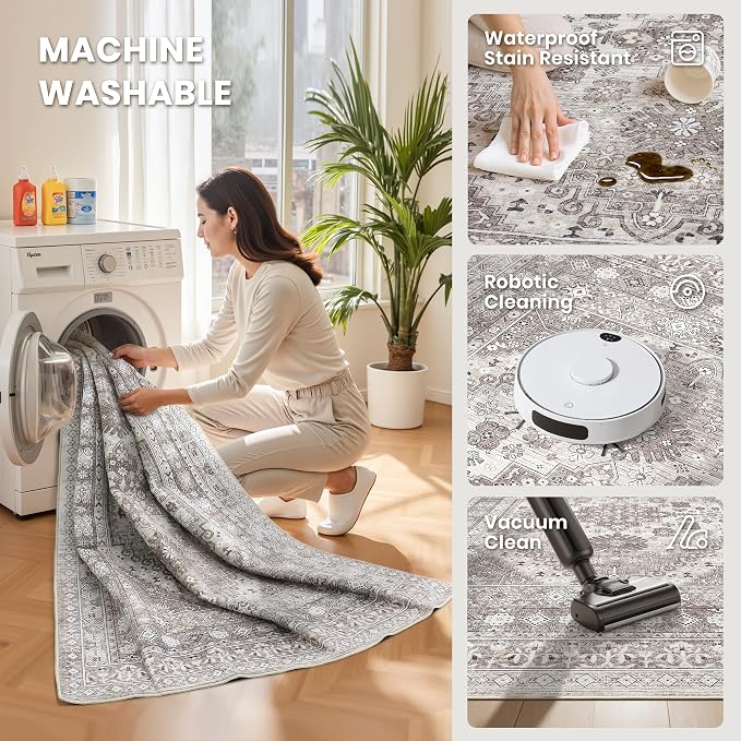 2x3 Rug Non Slip, Small Washable Entryway Rug, Runner - Image 5