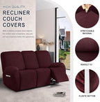 ANARACHON Leather Look Recliner Couch Cover, 8-Pieces Stretch Recliner Sofa - Image 4
