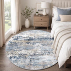 pmtsns Round Rug 4ft for Bedroom: Washable Circle Rug Modern Abstract Neutral - Image 2