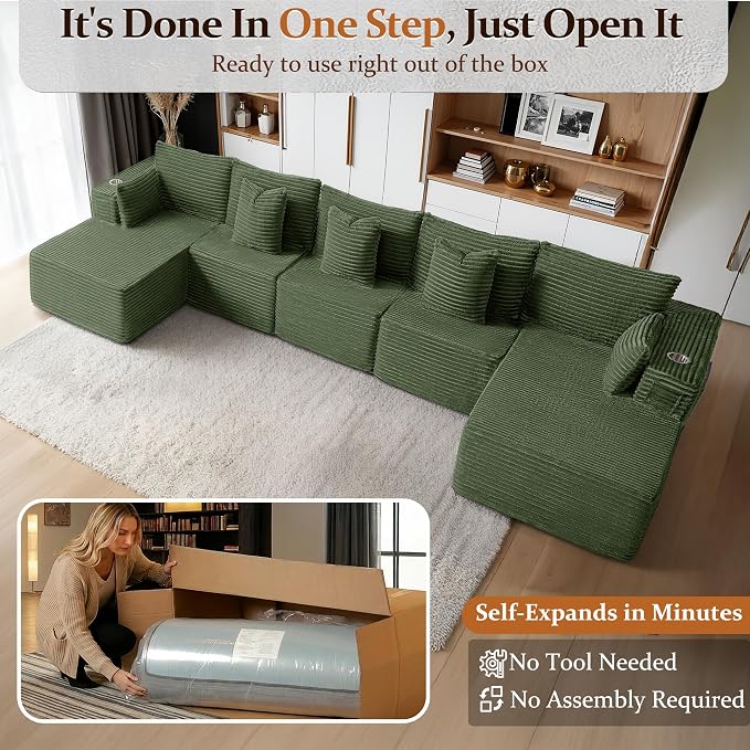 168" Cloud Sectional Couch, Comfort U Shaped Sofa - Image 3